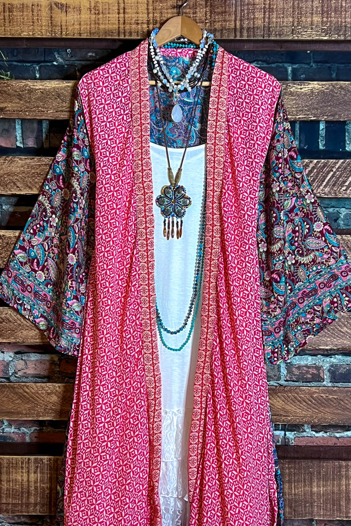 BON VOYAGE LIGHTWEIGHT KIMONO DUSTER MULTI-COLOR