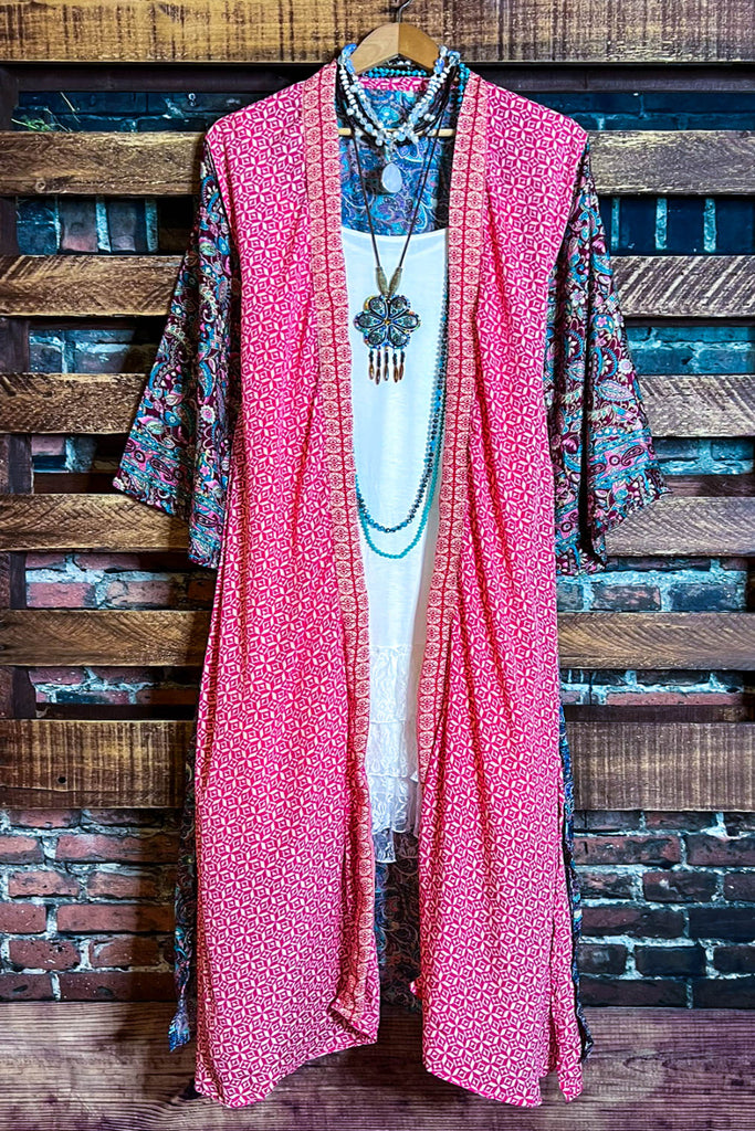 BON VOYAGE LIGHTWEIGHT KIMONO DUSTER MULTI-COLOR