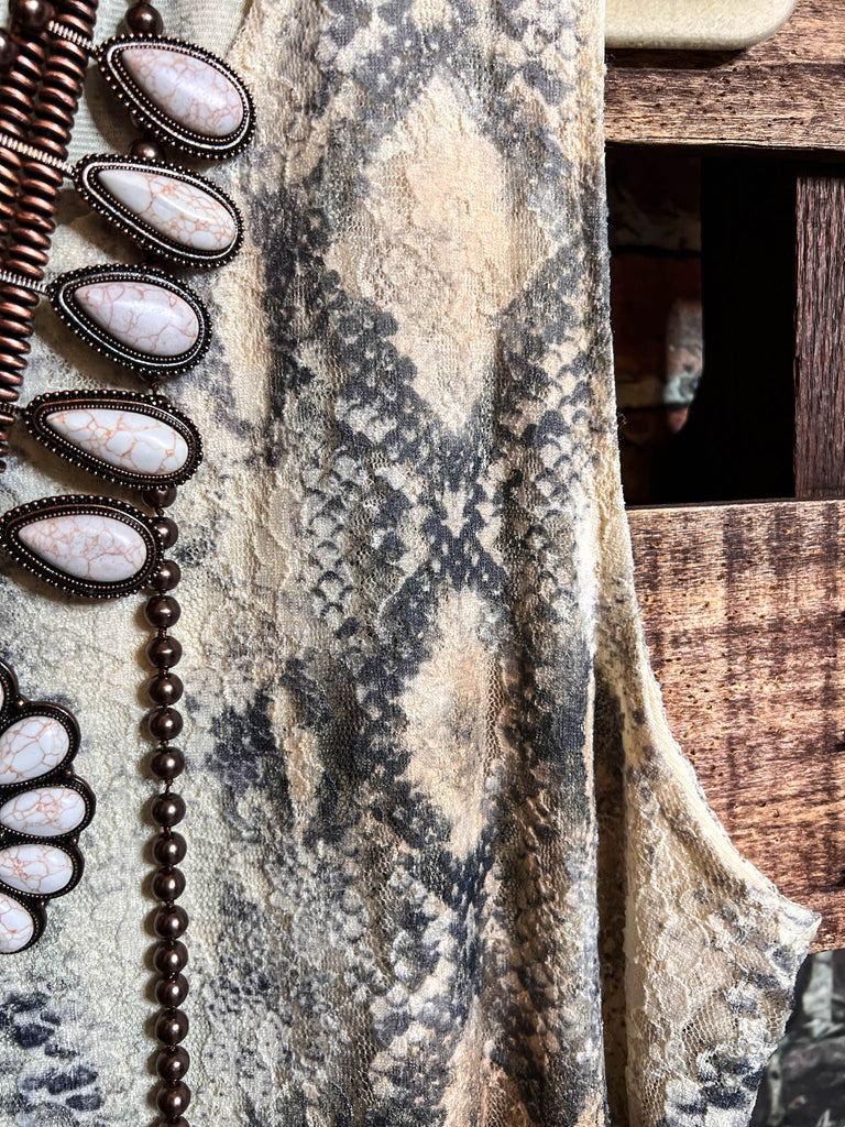 FAB CHARM STYLISH DRESS TUNIC LACE ANIMAL PRINT