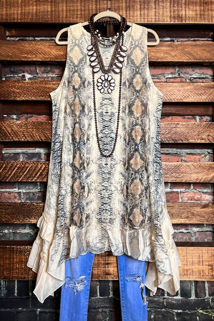 FAB CHARM STYLISH DRESS TUNIC LACE ANIMAL PRINT