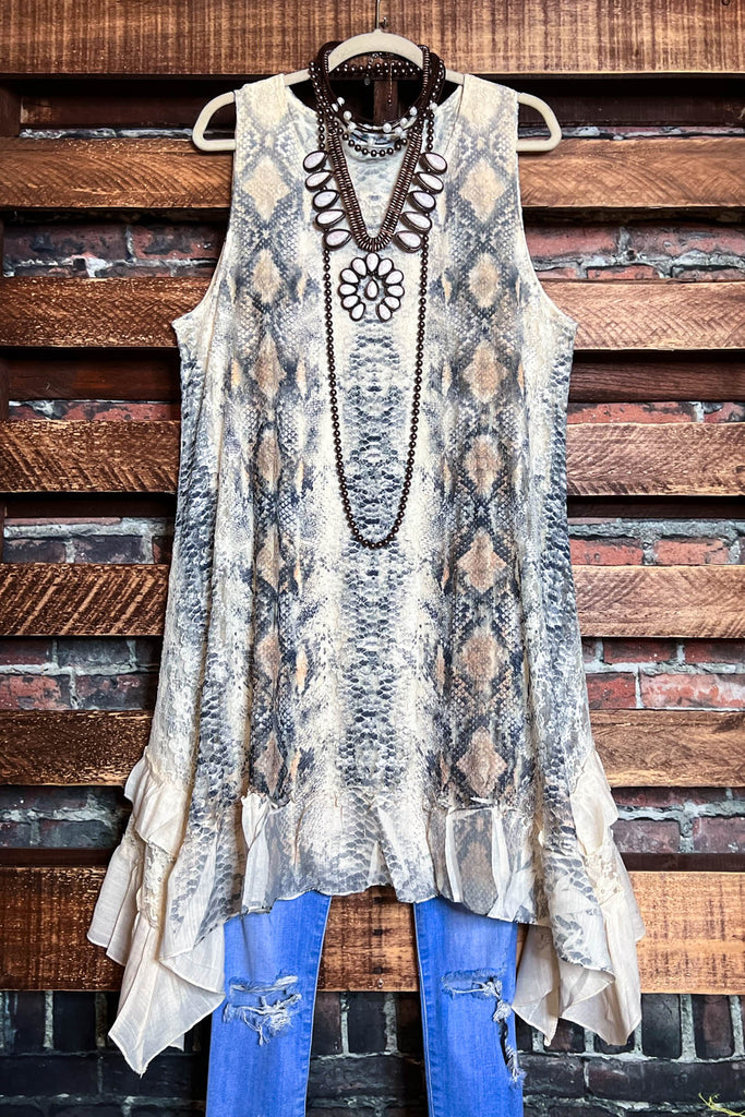 FAB CHARM STYLISH DRESS TUNIC LACE ANIMAL PRINT