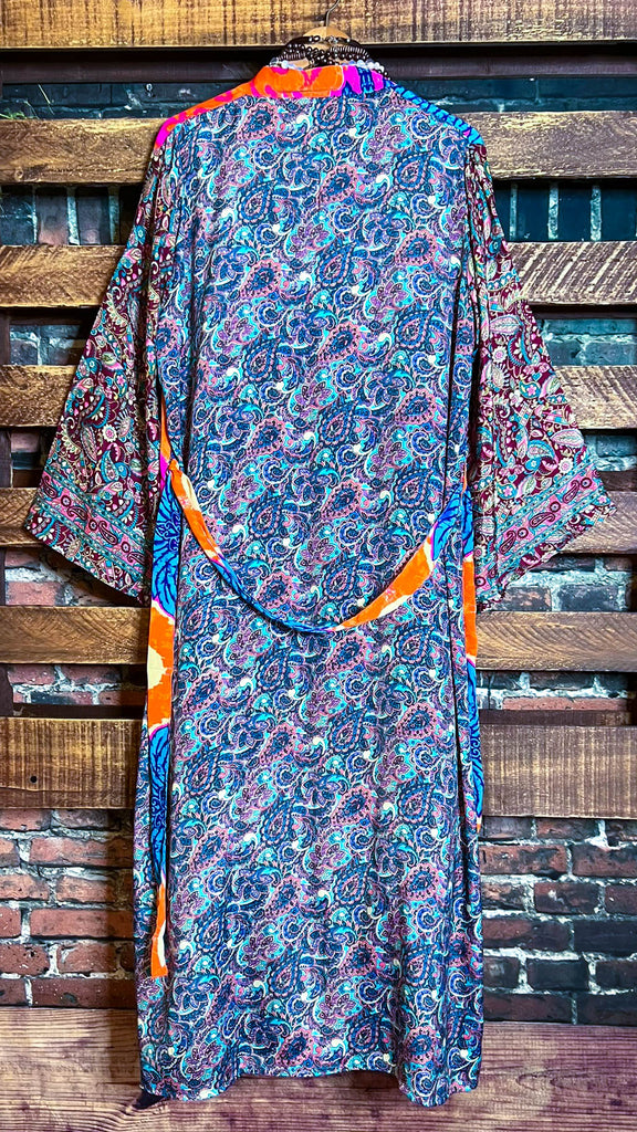 BOHO TROPICAL TREASURES LIGHTWEIGHT KIMONO DUSTER MULTI-COLOR