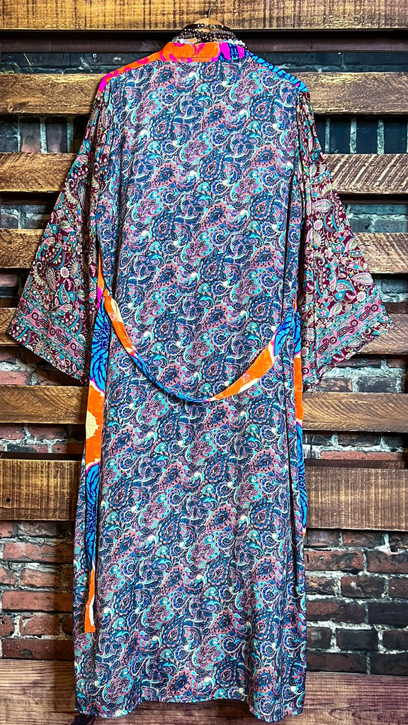BOHO TROPICAL TREASURES LIGHTWEIGHT KIMONO DUSTER MULTI-COLOR