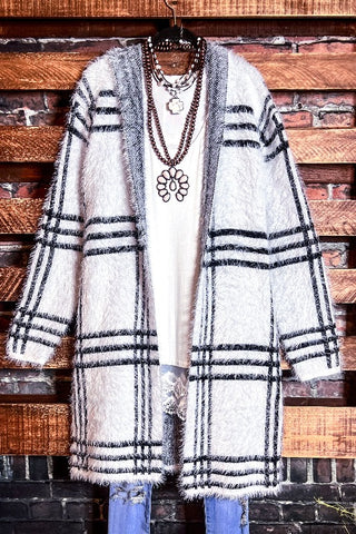 WESTERN MOON COZY SWEATER CARDIGAN IN IVORY &  MULTI-COLOR -------SALE