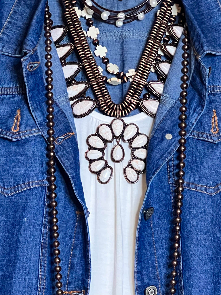 NEVER OUT OF STYLE LEOPARD LACE & SHABBY DENIM VEST