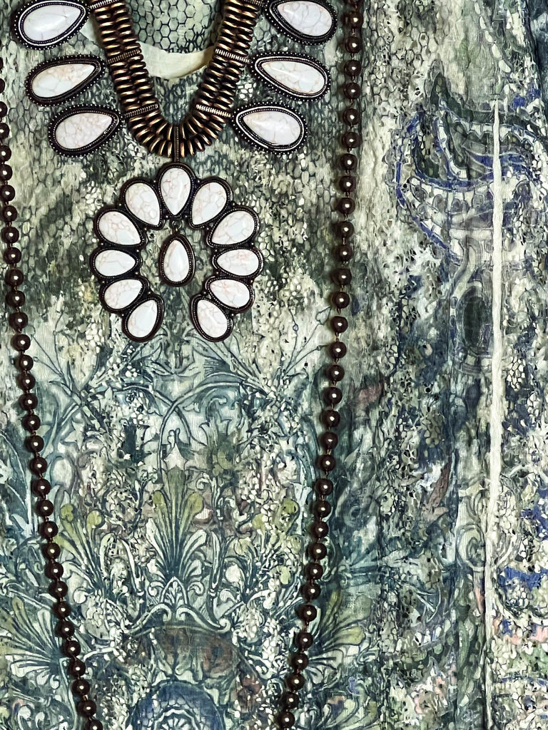 SANDALWOOD STUNNING LACE DRESS TUNIC MOCHA & TAUPE OLIVE