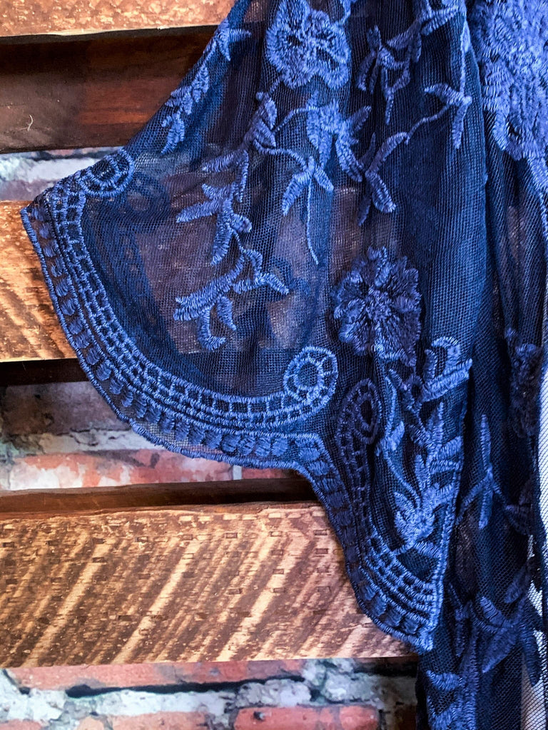 WON MY HEART NAVY BLUE LACE CARDIGAN DUSTER KIMONO