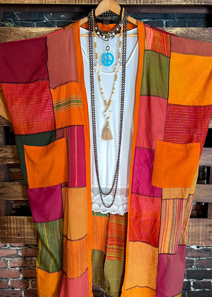 The Power of Joy Boho Patchwork Kimono Multi-Color