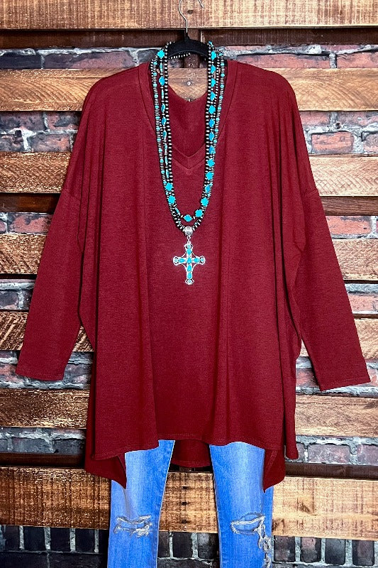 FOREVER PERFECTLY SIMPLE & OVERSIZED T-TUNIC IN FIRED BRICK---------SALE