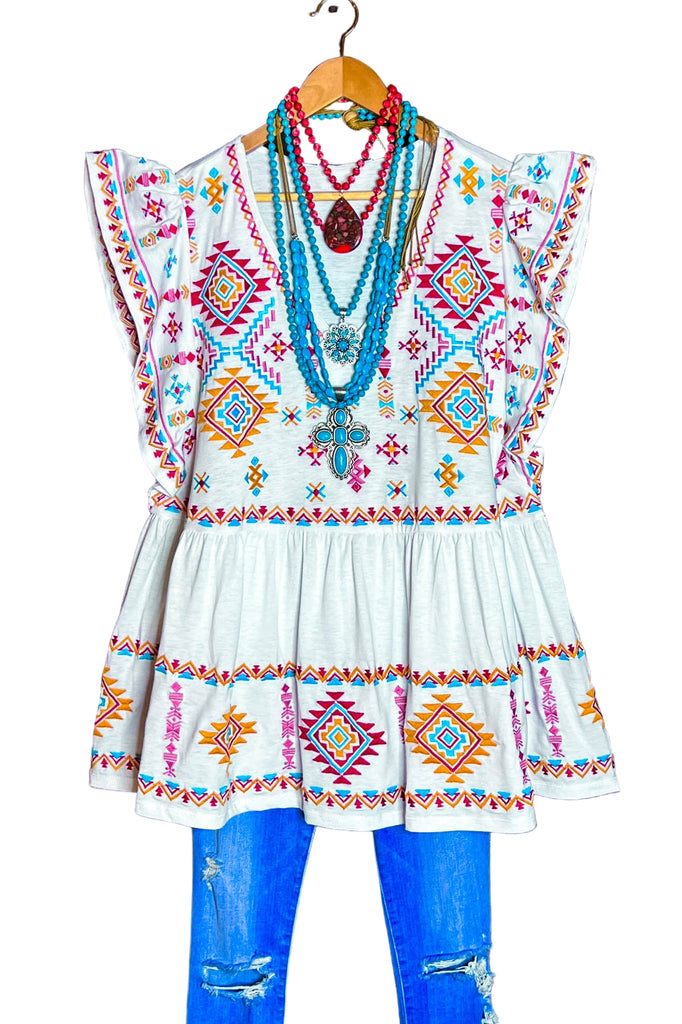 MY HEART IS YOURS IVORY & MULTI COLOR EMBROIDERED BLOUSE-----------SALE