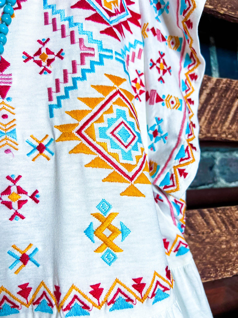 MY HEART IS YOURS IVORY & MULTI COLOR EMBROIDERED BLOUSE-----------SALE