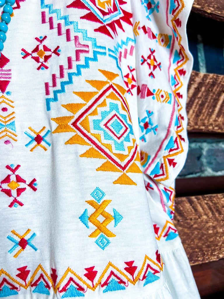 MY HEART IS YOURS IVORY & MULTI COLOR EMBROIDERED BLOUSE-----------SALE