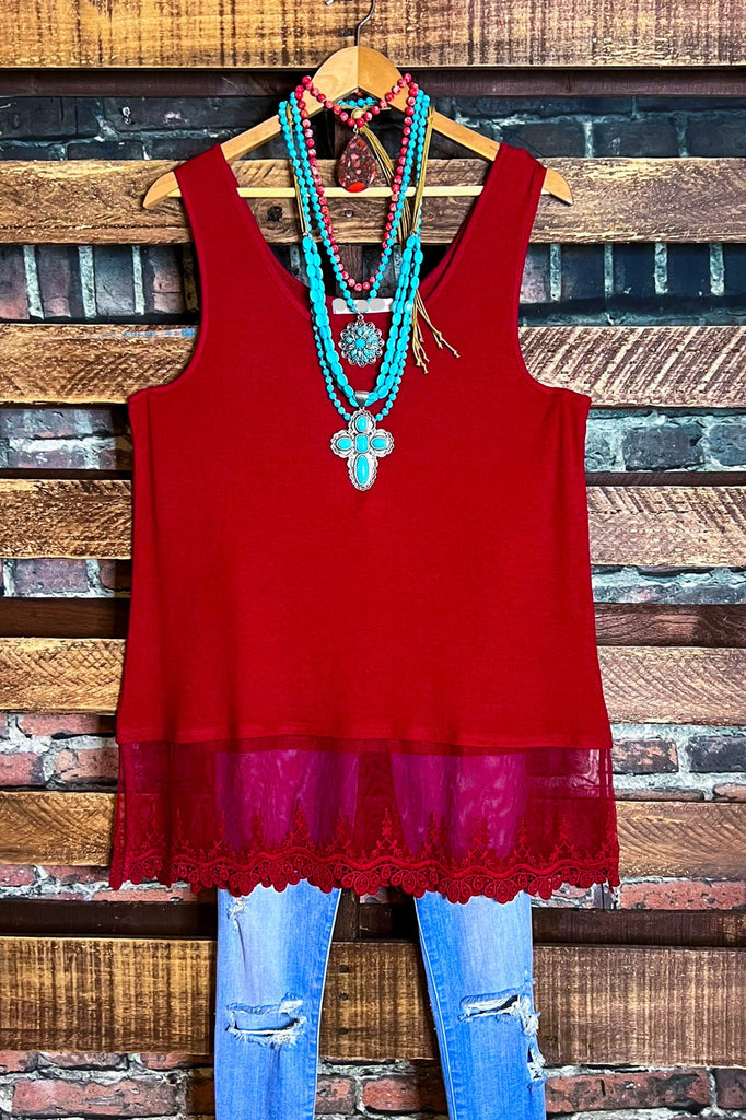 A Timeless Touch Red Lace Extender Top
