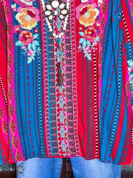 16-18 SIZE -FLORAL EMBROIDERED BLOUSE 16-18 SIZE-----------SALE