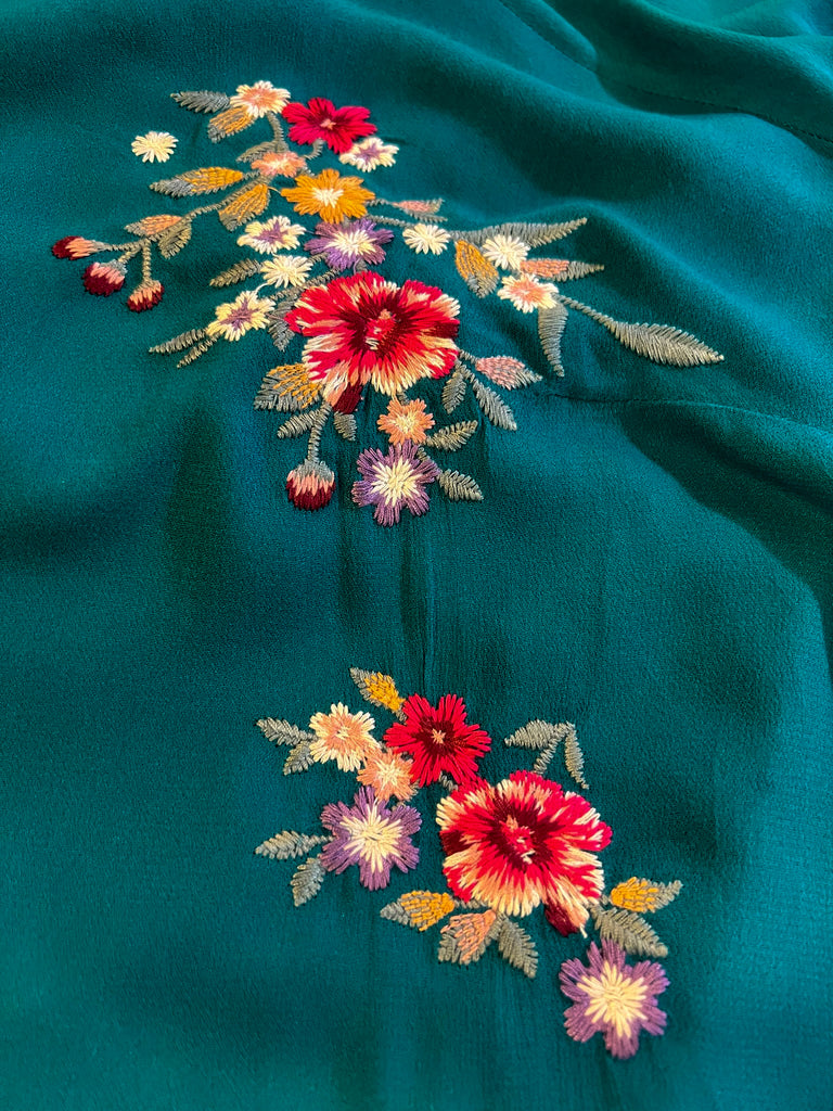 ESSENCE OF LOVE TEAL EMBROIDERED BLOUSE -------SALE