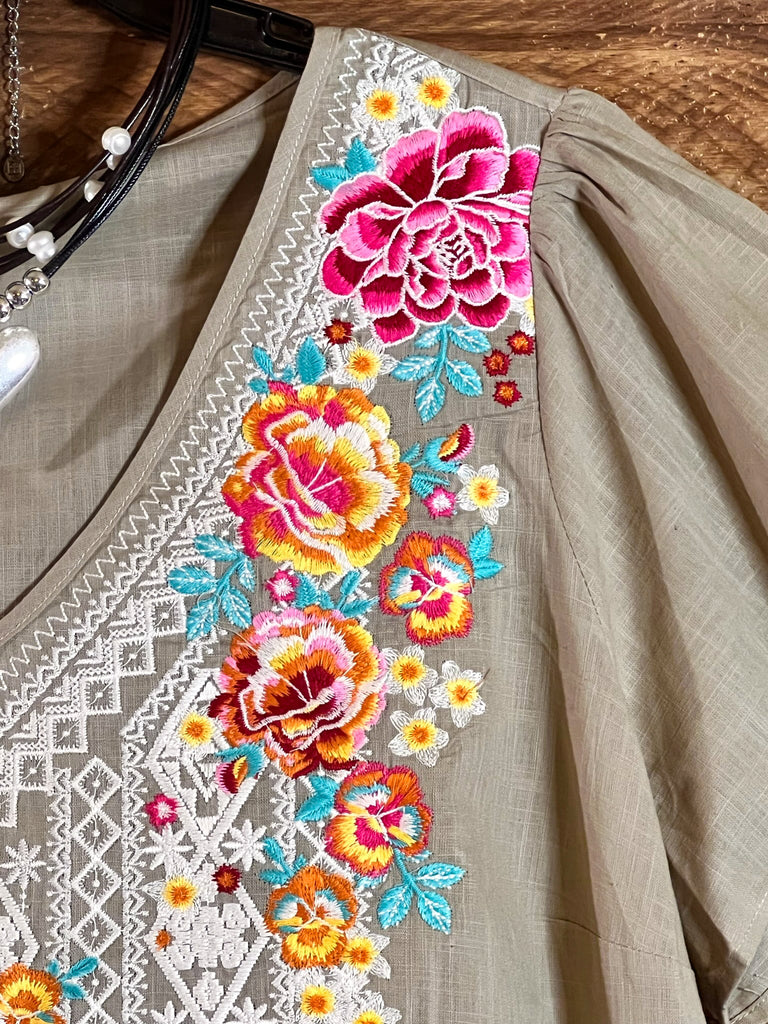 100% Cotton Embroidered Top Natural Color -------- Sale