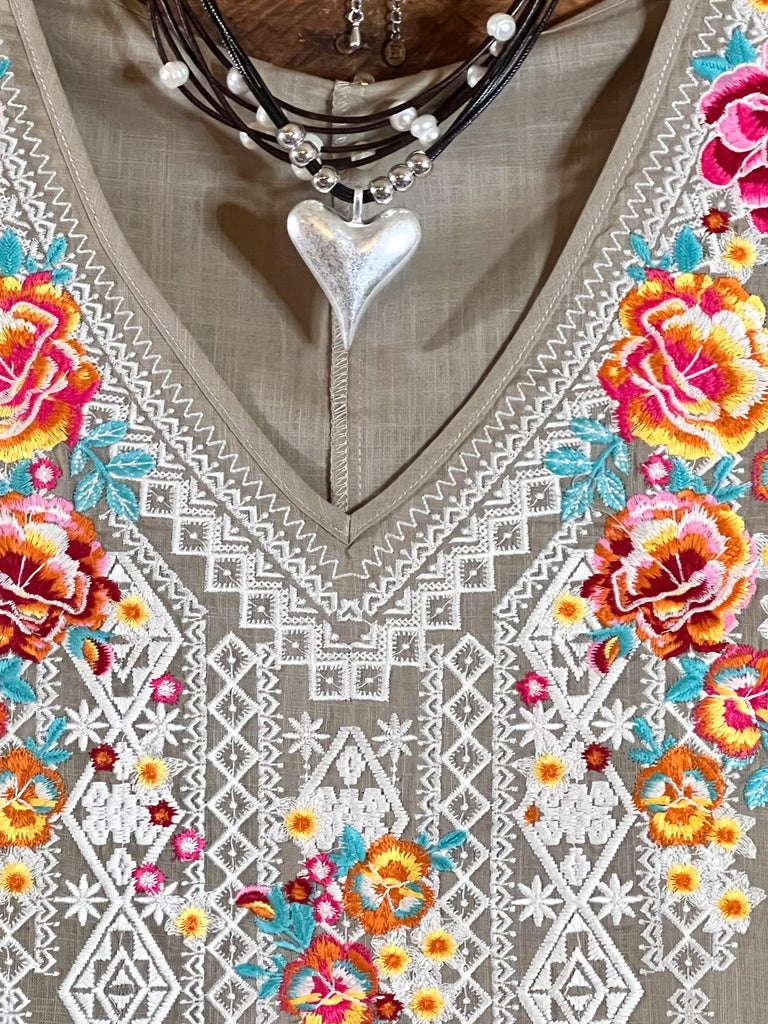 100% Cotton Embroidered Top Natural Color -------- Sale