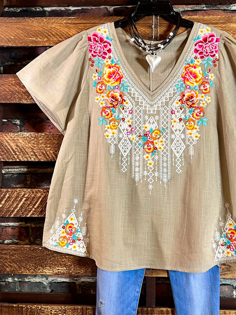 100% Cotton Embroidered Top Natural Color -------- Sale