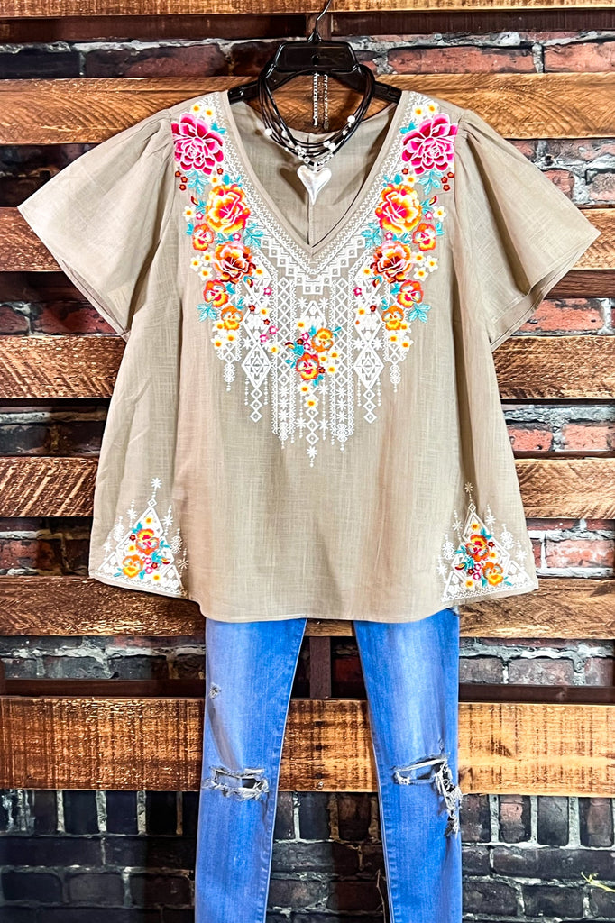 100% Cotton Embroidered Top Natural Color -------- Sale