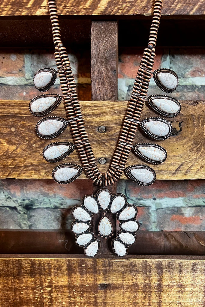 SECRET MAGIC SET EARRING NECKLACE IN COPPER AND IVORY TURQUOISE