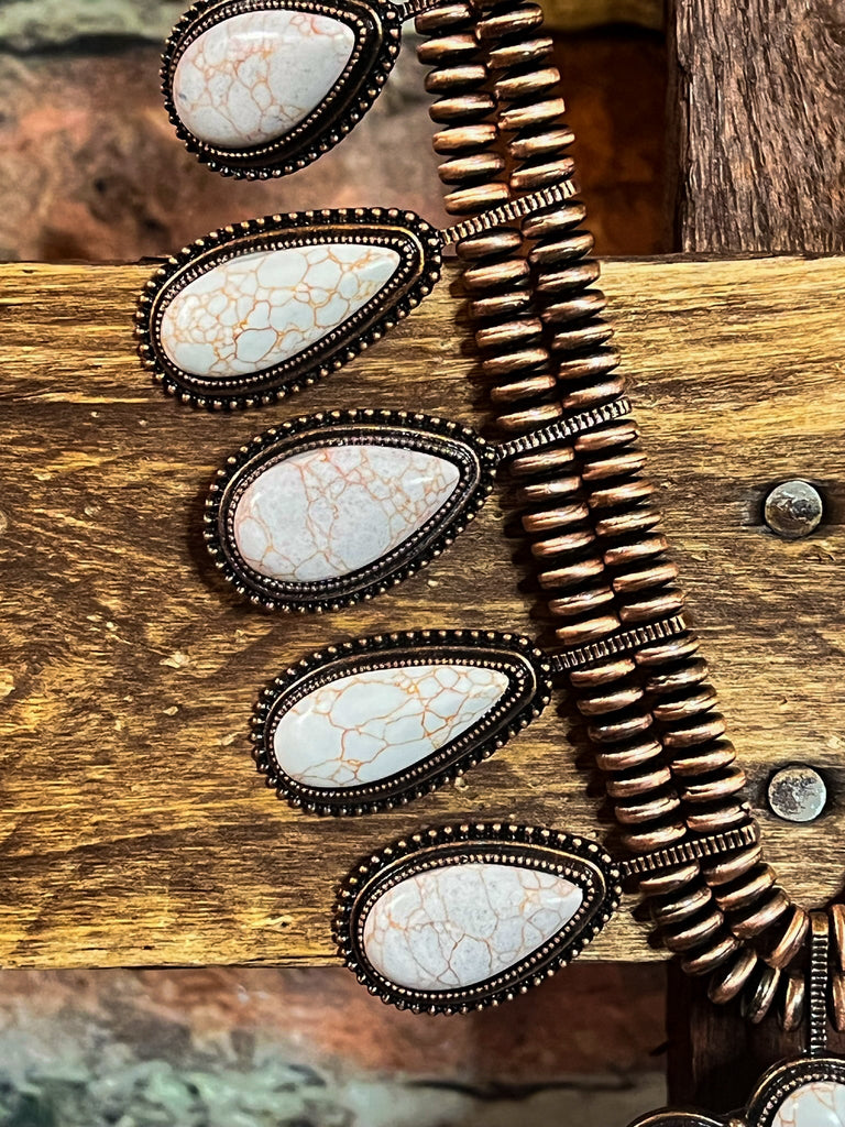 SECRET MAGIC SET EARRING NECKLACE IN COPPER AND IVORY TURQUOISE