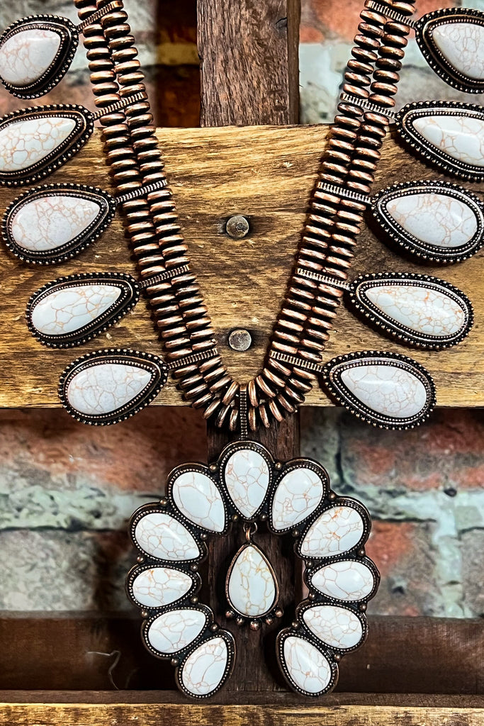 SECRET MAGIC SET EARRING NECKLACE IN COPPER AND IVORY TURQUOISE