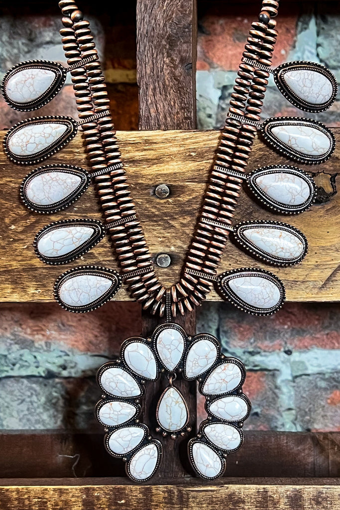 SECRET MAGIC SET EARRING NECKLACE IN COPPER AND IVORY TURQUOISE