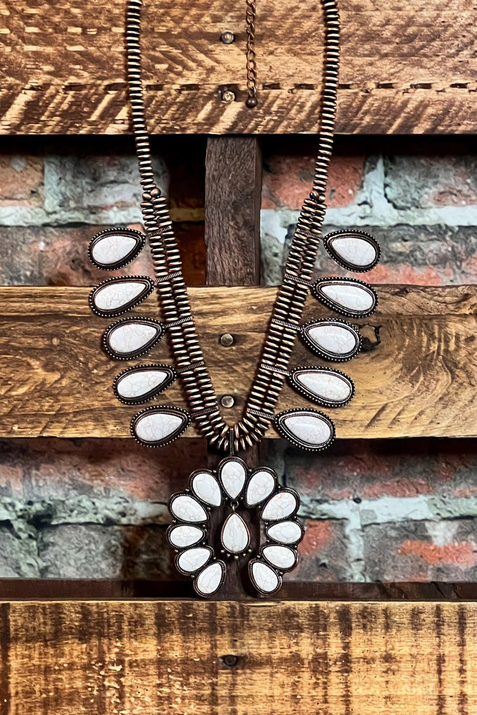 SECRET MAGIC SET EARRING NECKLACE IN COPPER AND IVORY TURQUOISE