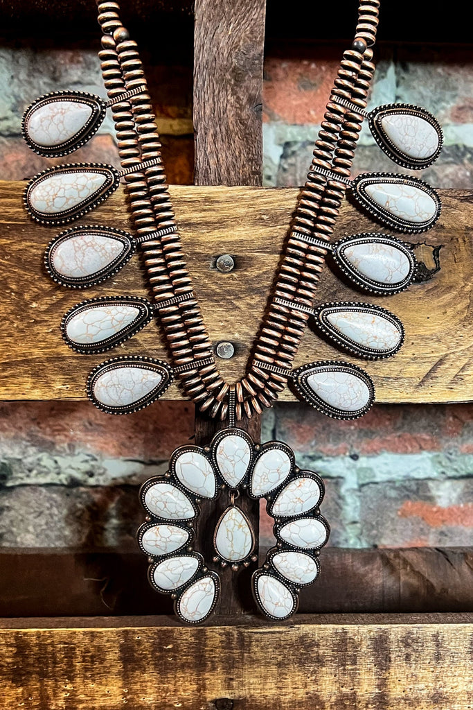 SECRET MAGIC SET EARRING NECKLACE IN COPPER AND IVORY TURQUOISE