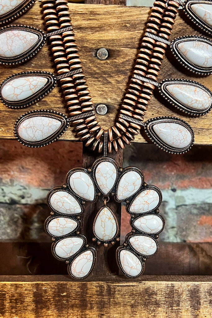 SECRET MAGIC SET EARRING NECKLACE IN COPPER AND IVORY TURQUOISE