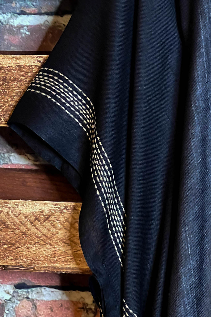 Going With The Wind Gauze Tassel Fringe Kimono in Black