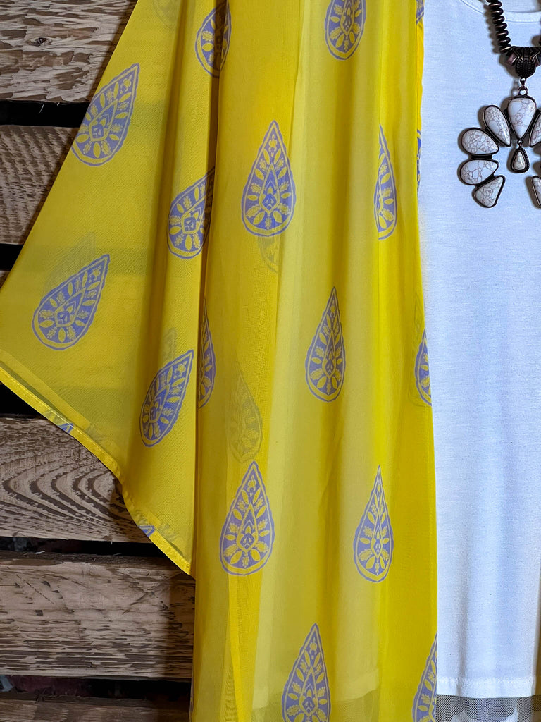 Dreaming Of Paradise Kimono in Radiant Yellow