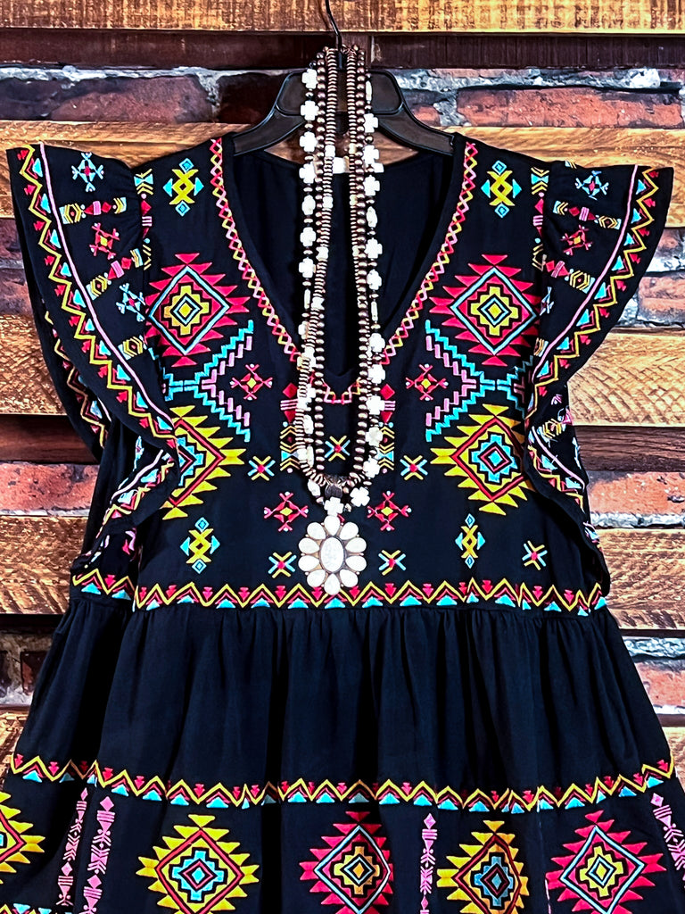 MY HEART IS YOURS BLACK & MULTI COLOR EMBROIDERED BLOUSE