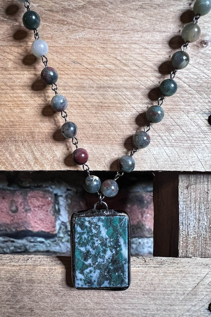 MY LUCK CHARM GREEN JASPER NATURAL BEADED STONE