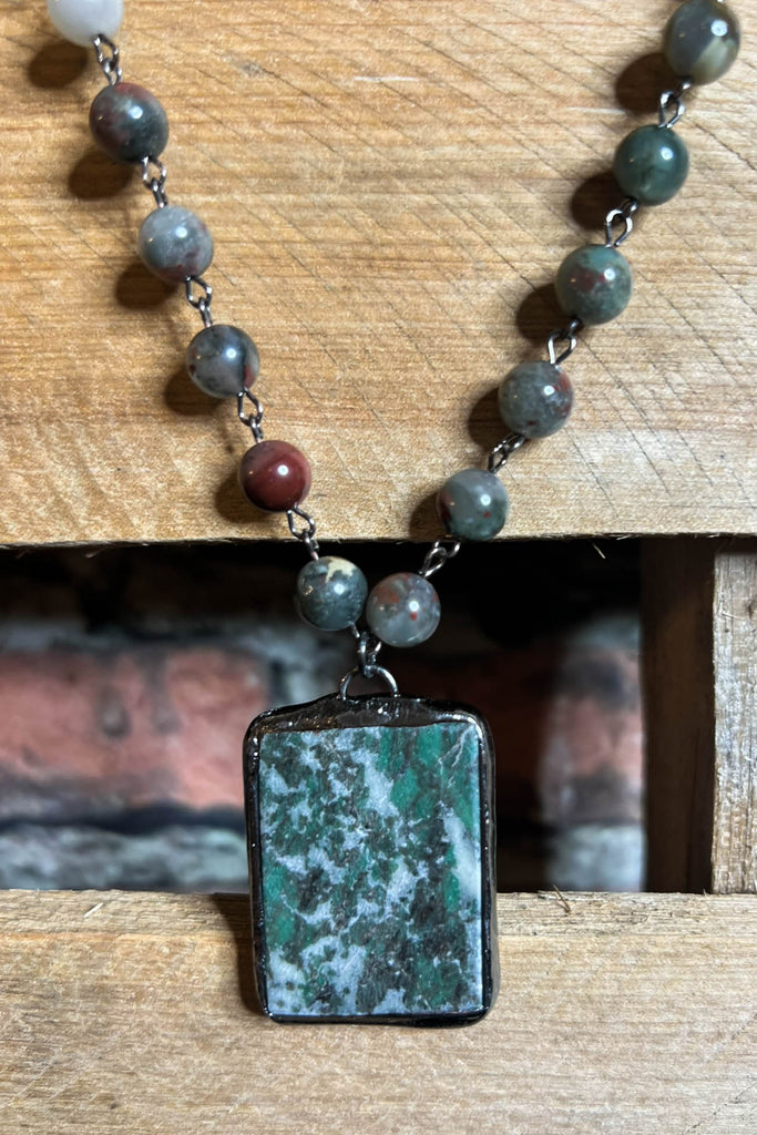 MY LUCK CHARM GREEN JASPER NATURAL BEADED STONE