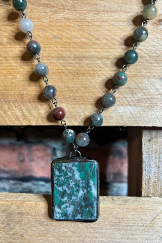 AMAZONITE NATURAL STONES CROSS NECKLACE