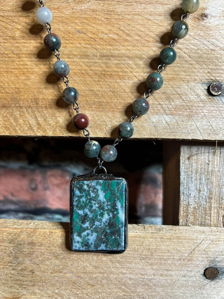 MY LUCK CHARM GREEN JASPER NATURAL BEADED STONE