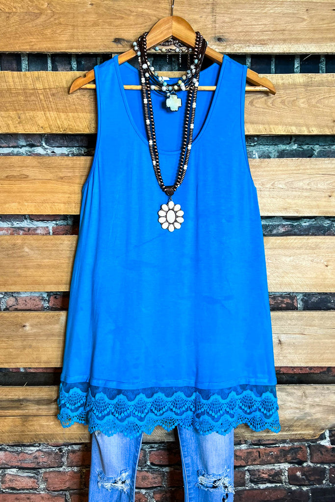 TURQUOISE LACE SLIP DRESS EXTENDER TOP-------SALE