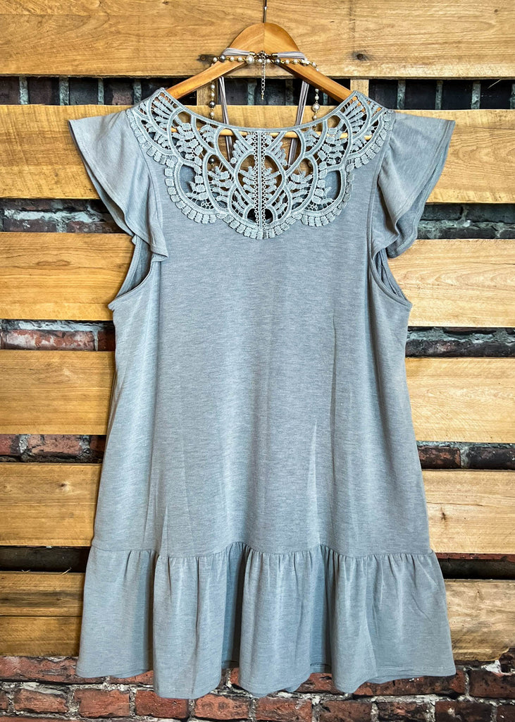 A PERFECT DAY EMBELLISHED LIGHT GRAY DRESS