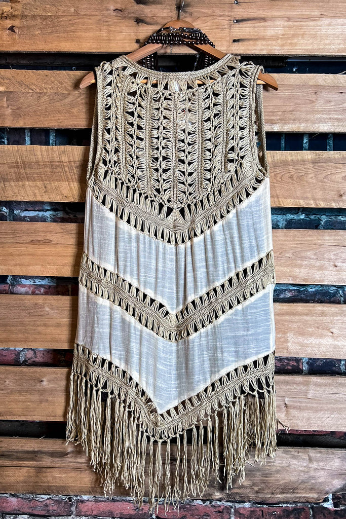 BOHO CROCHET FAB VEST IN NATURAL