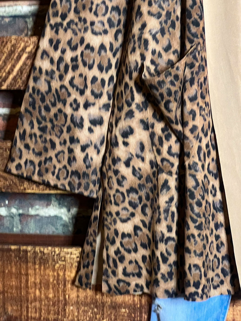 PLUS SIZE LEOPARD JACKET HOODIE PATCHED POCKETS---------SALE