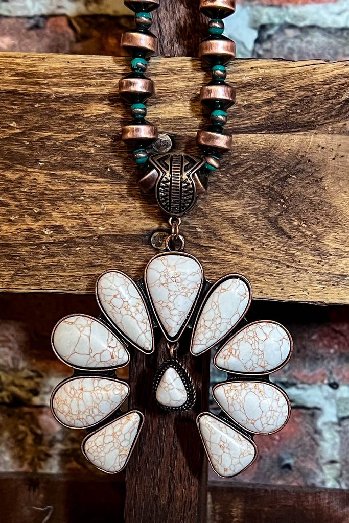 Magnolia Beauty Copper & Ivory Set Necklace