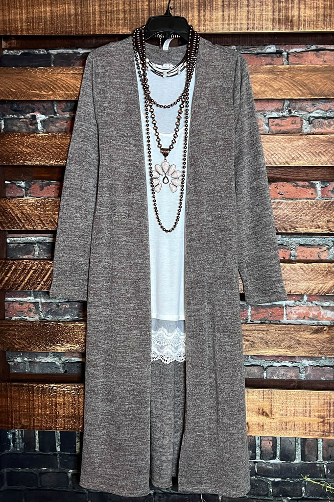 COMFY COZY MAXI CARDIGAN IN MOCHA