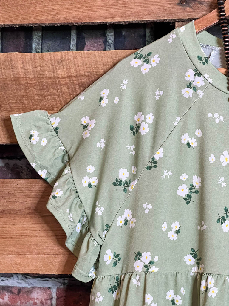 SWEET BLOSSOMS SAGE FLORAL TOP