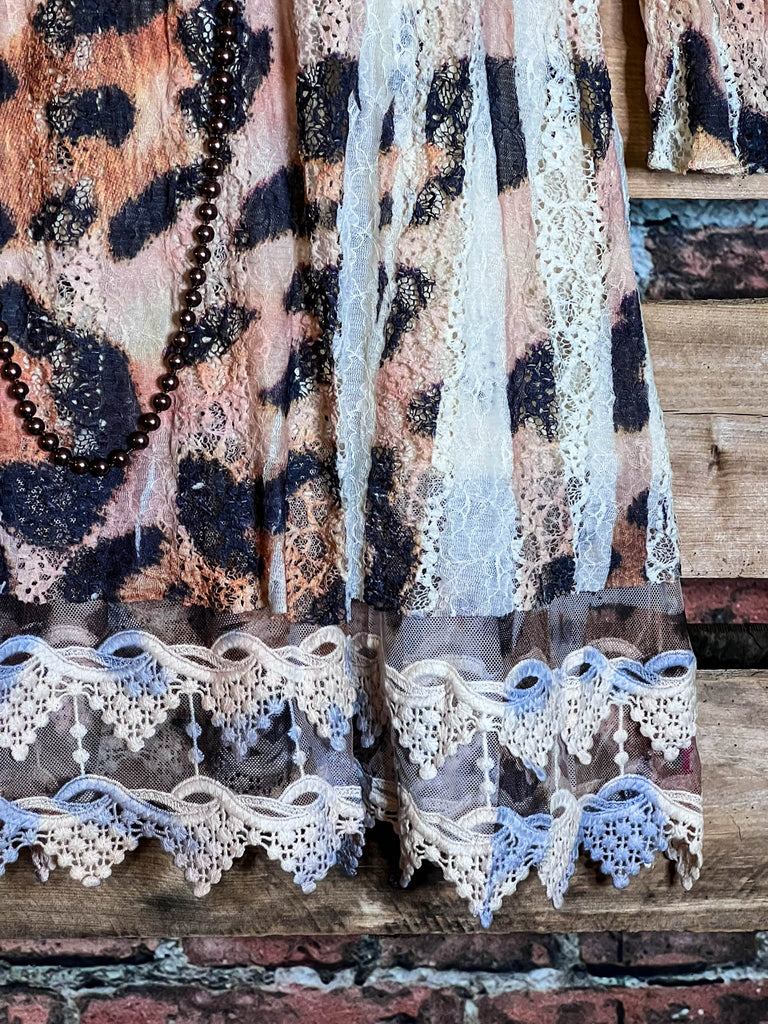 TIMELESS CHARM LEOPARD PRINT LACE  DRESS TUNIC