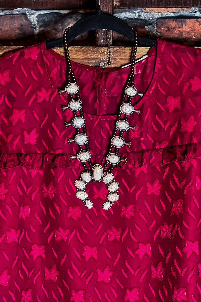 BLISSFUL GRACE EMBELLISHED WINE BLOUSE