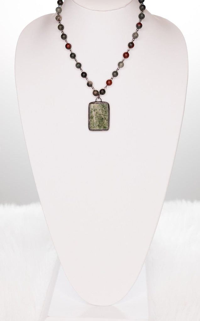 MY LUCK CHARM GREEN JASPER NATURAL BEADED STONE