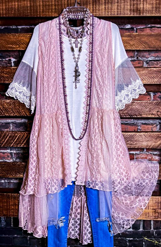 DARLING GRACEFUL WAYS TIMELESS LIGHT PINK LACE VEST