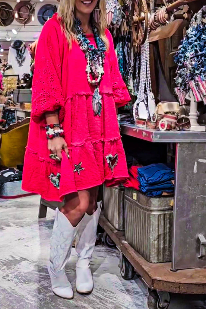 ALL THE PRETTY THINGS 100% COTTON DRESS IN STRAWBERRY PINK