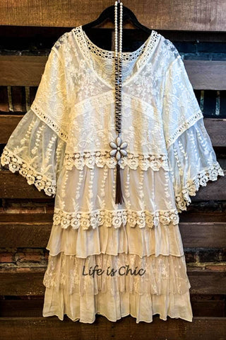 EVER SO SWEET AND CHARMING BEIGE LACE SHEER TOP